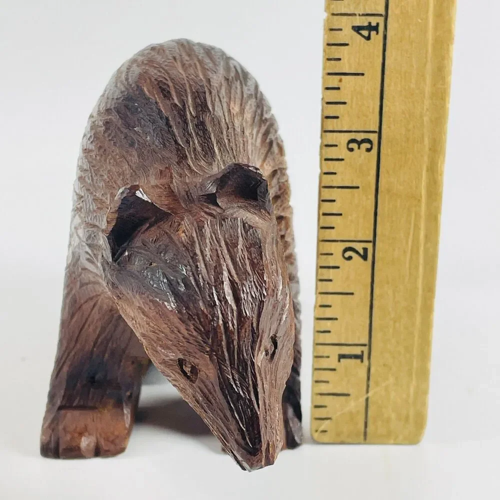 Vintage Hand Carved Ironwood Bear Figurine Rustic Folk Art Animal Sculpture 7